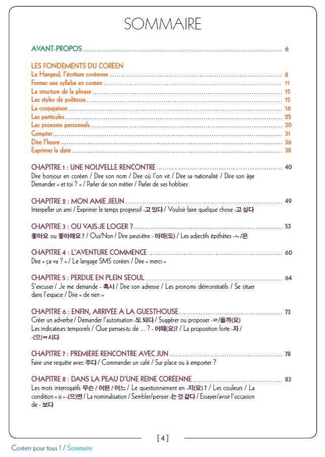 Sommaire - coreen pour tous - the korean dream Apprendre le coréen facilement avec "Coréen pour tous !"