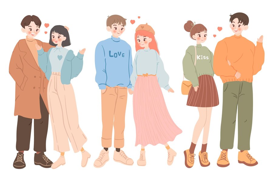 couple en corée-saint valentin-pepero day-dessin